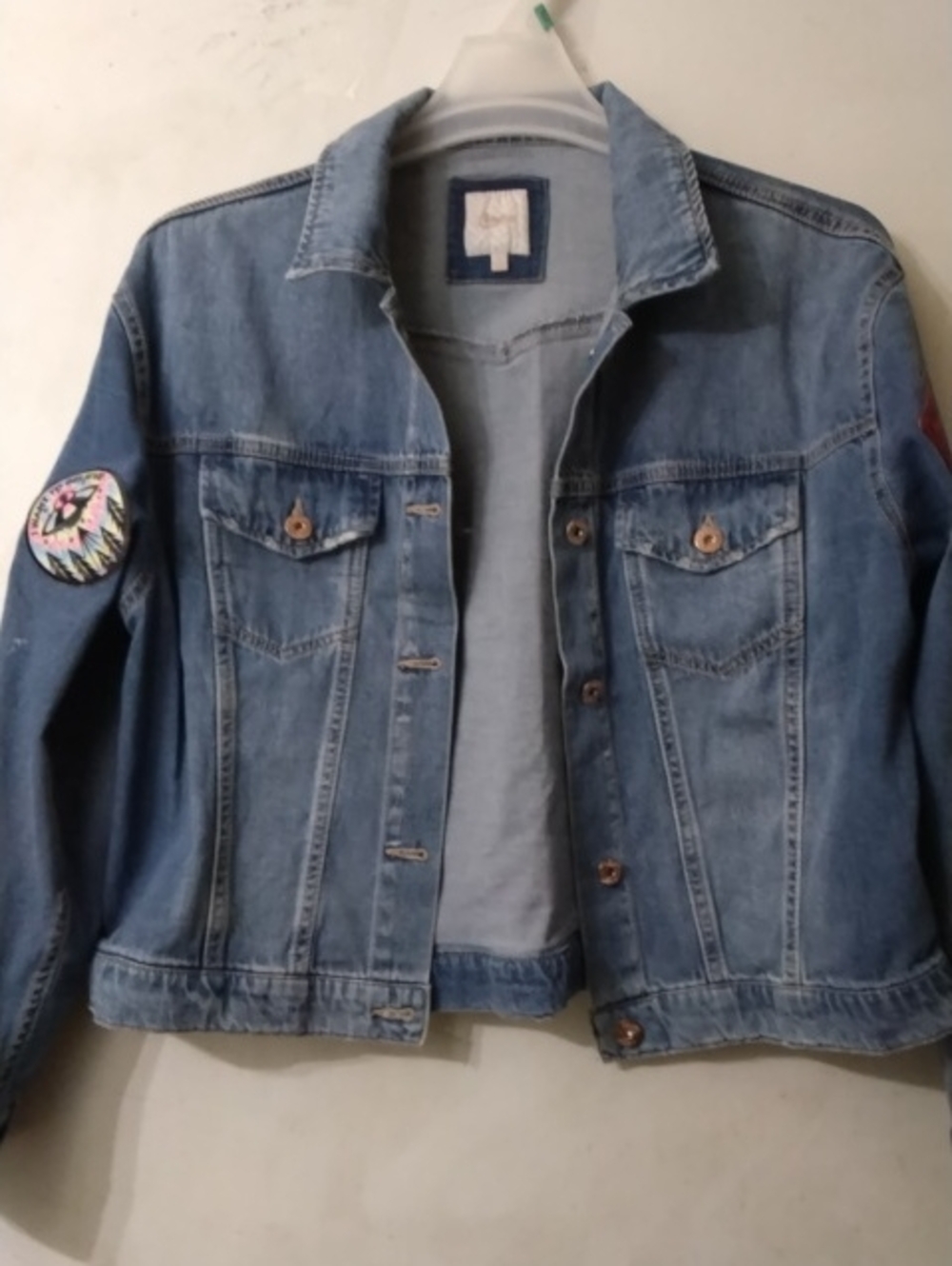 Candies Brand Light Blue Denim Jacket with Patch - Women's Sz Large